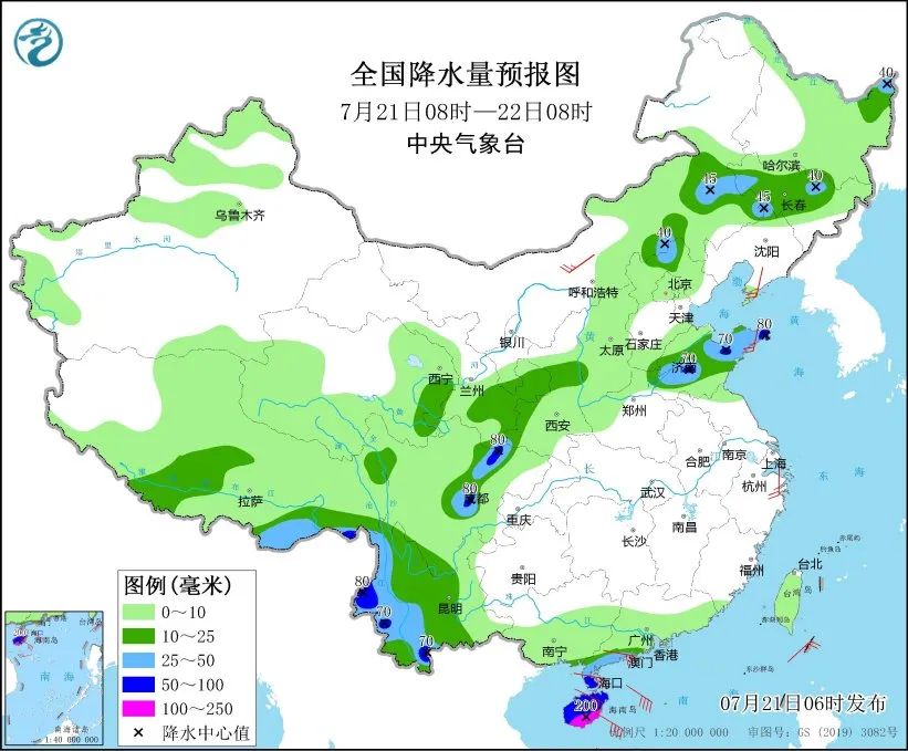 未来三天国内天气预报（7月21日）