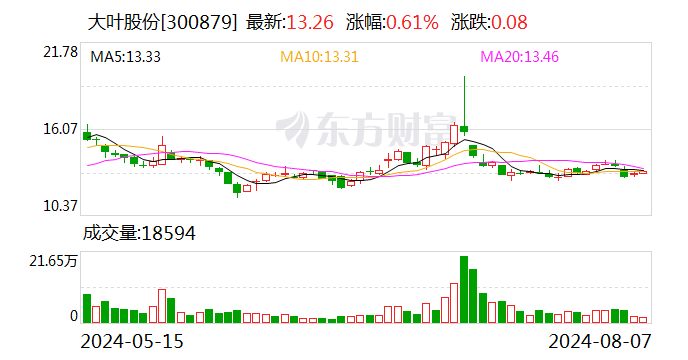 大叶股份：实际控制人叶晓波增持计划实施完毕 累计增持约183万股