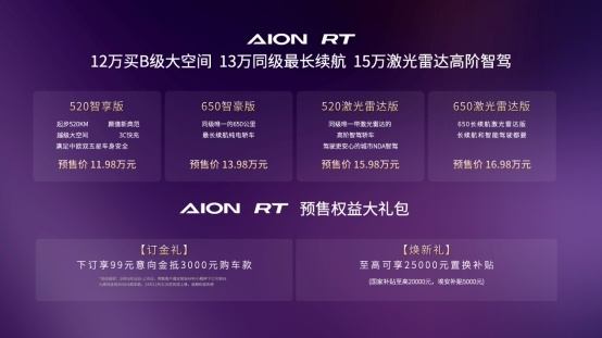 11.98-16.98万 A+王者AION RT开启预售  第1张