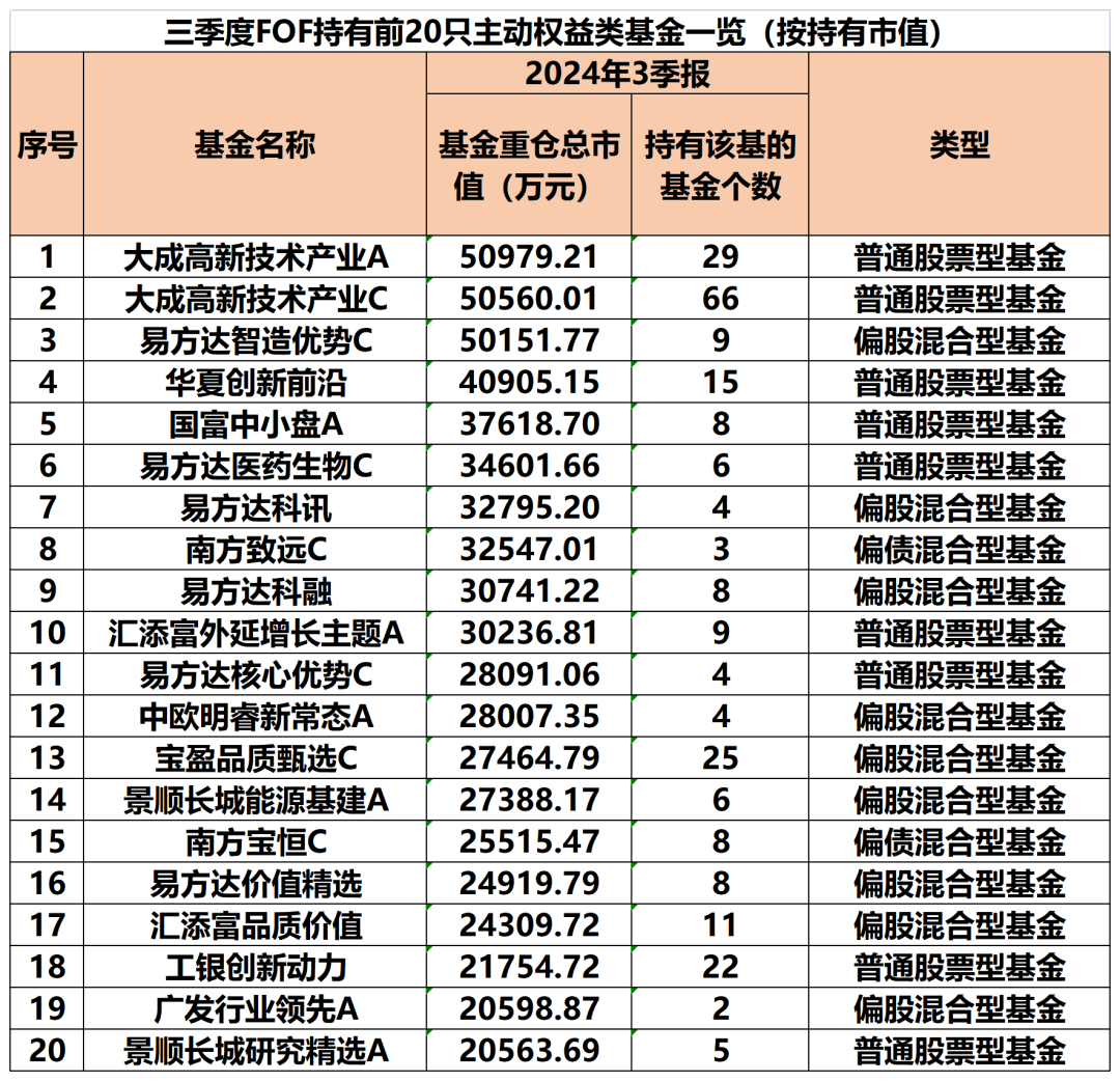 公募FOF最新重仓基金曝光  第2张