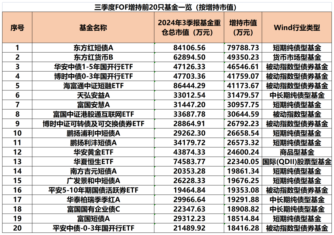 公募FOF最新重仓基金曝光  第3张